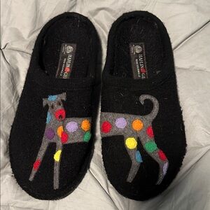 Haflinger Black wool scuffers/slippers.   Sz 8